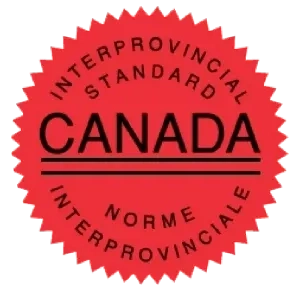 A red seal with the word canada written in black.