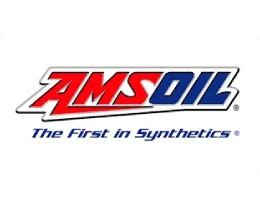A red white and blue logo for amsoil.